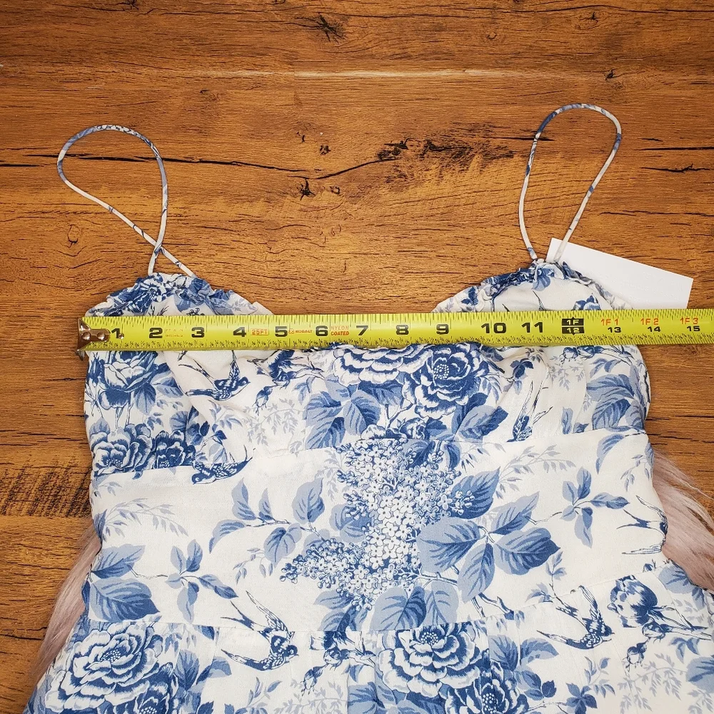 NWT reformation authentic size 4 marin dress mini pompadour blue floral - Picture 4 of 9